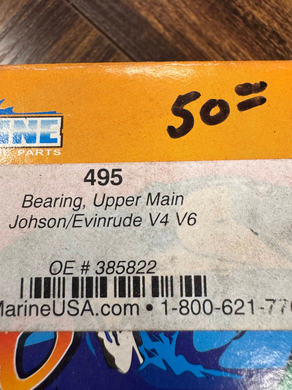 385822 BEARING UPPER MAIN JOHNSON EVINRUDE V4 V6